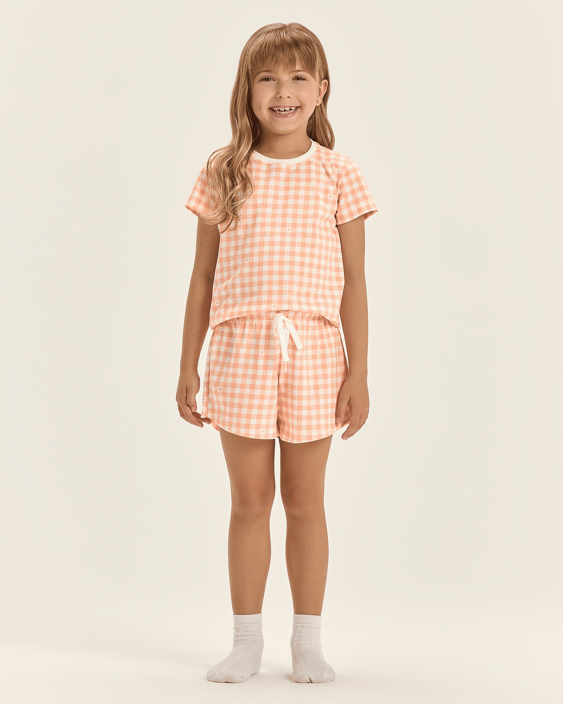 Pijama Feminino Infantil Manga Curta Com Shorts Pijama Feminino Infantil Manga Curta Com Shorts