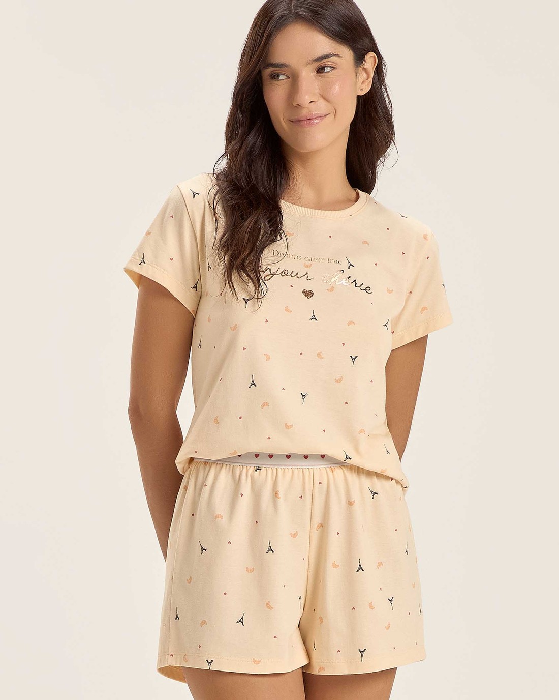 Pijama Feminino Manga Curta Com Shorts Pijama Feminino Manga Curta Com Shorts