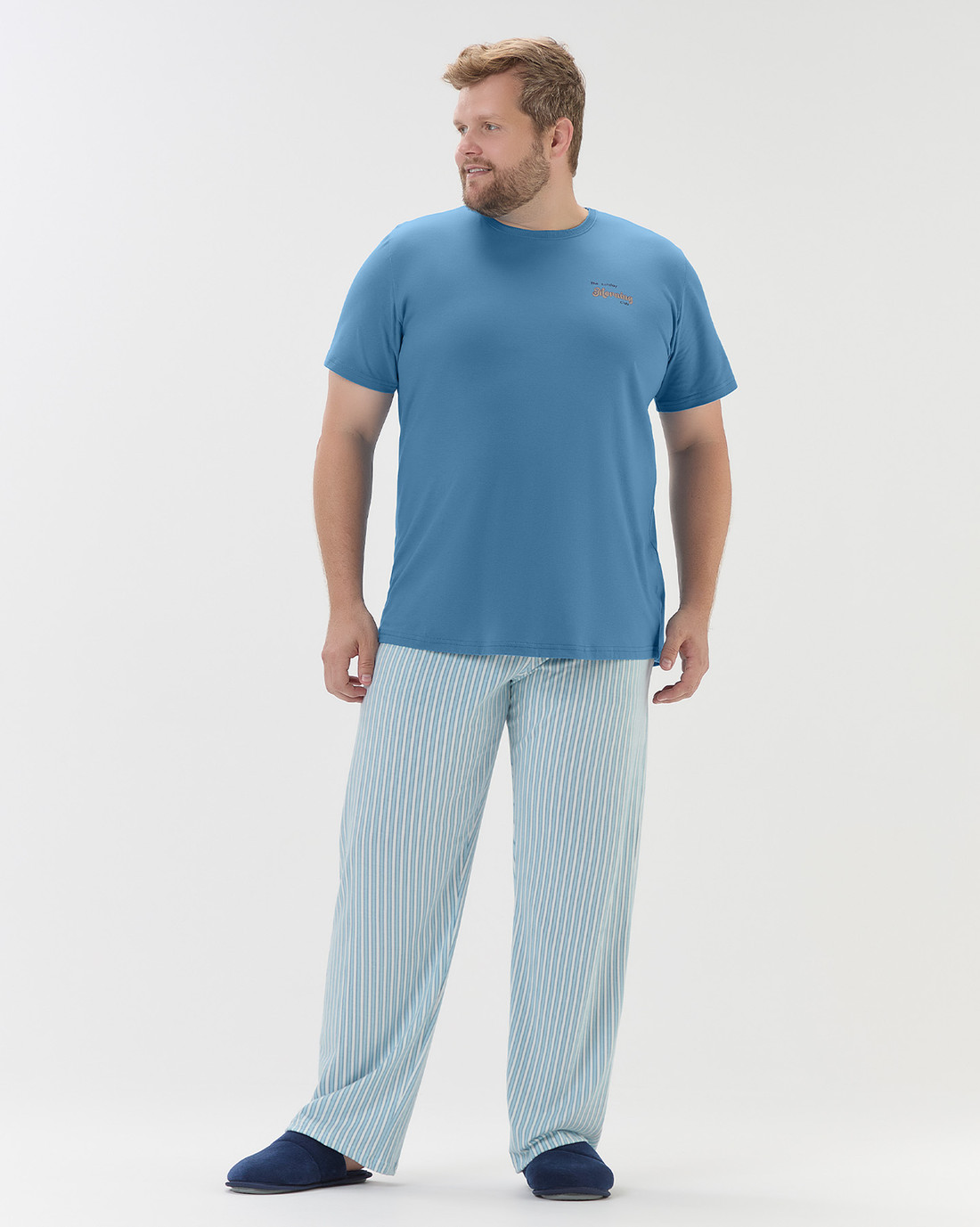 Pijama Masculino Manga Curta com Calça Plus Size
