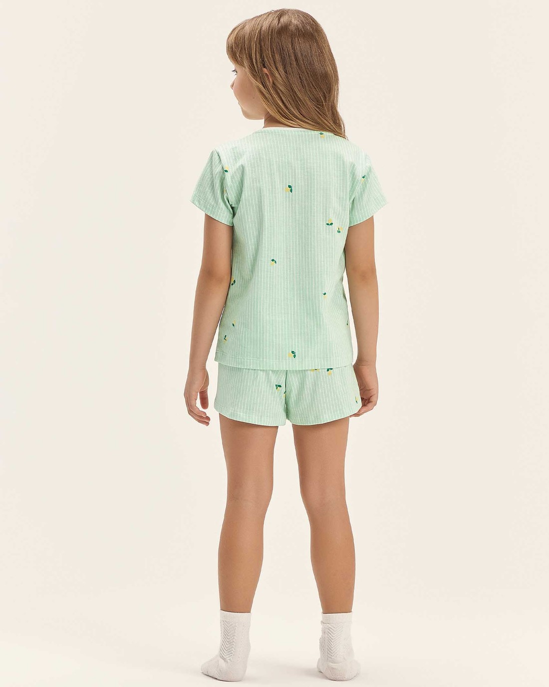 Pijama Feminino Infantil Manga Curta Com Shorts