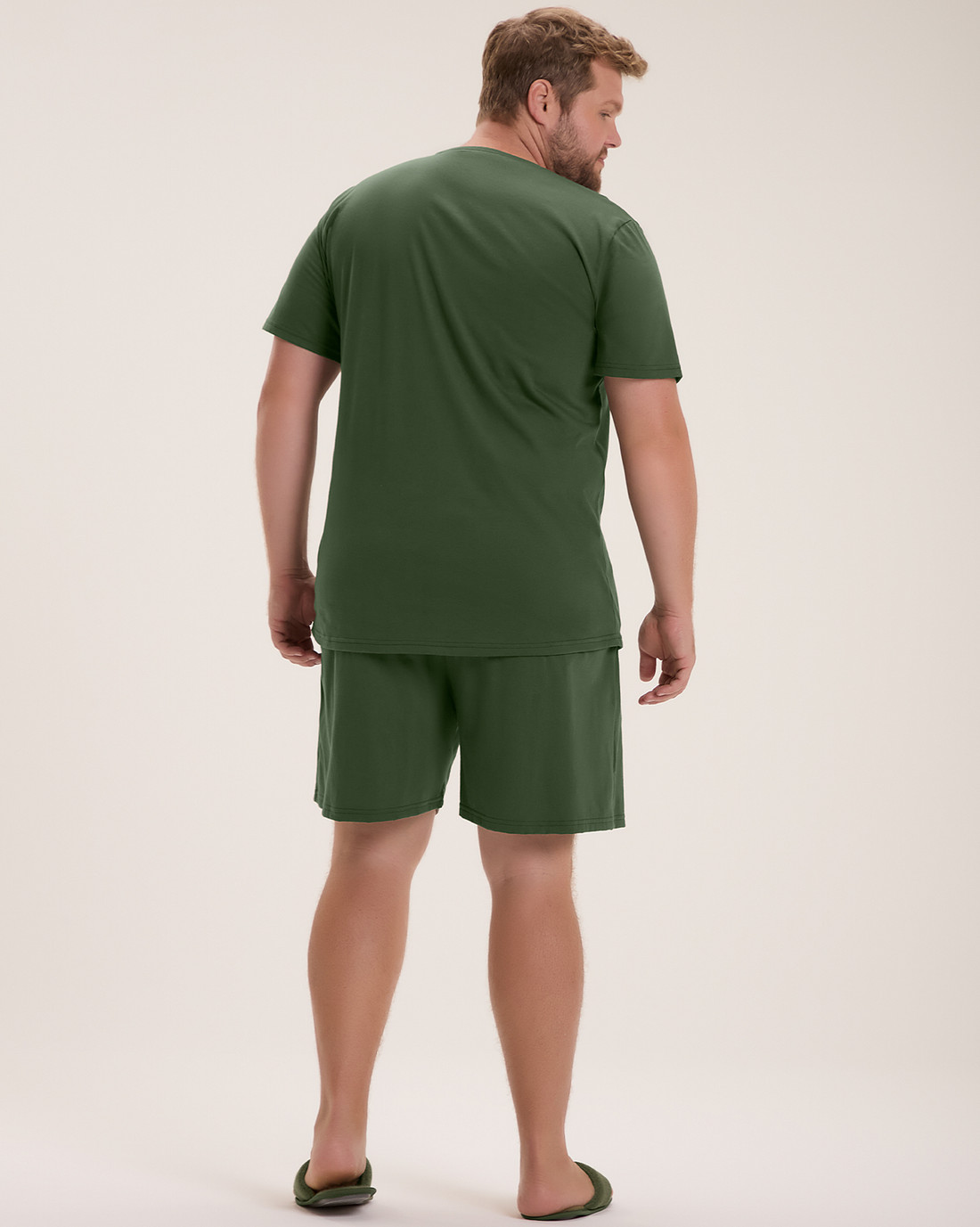 Pijama Masculino Manga Curta Com Bermuda Plus Size