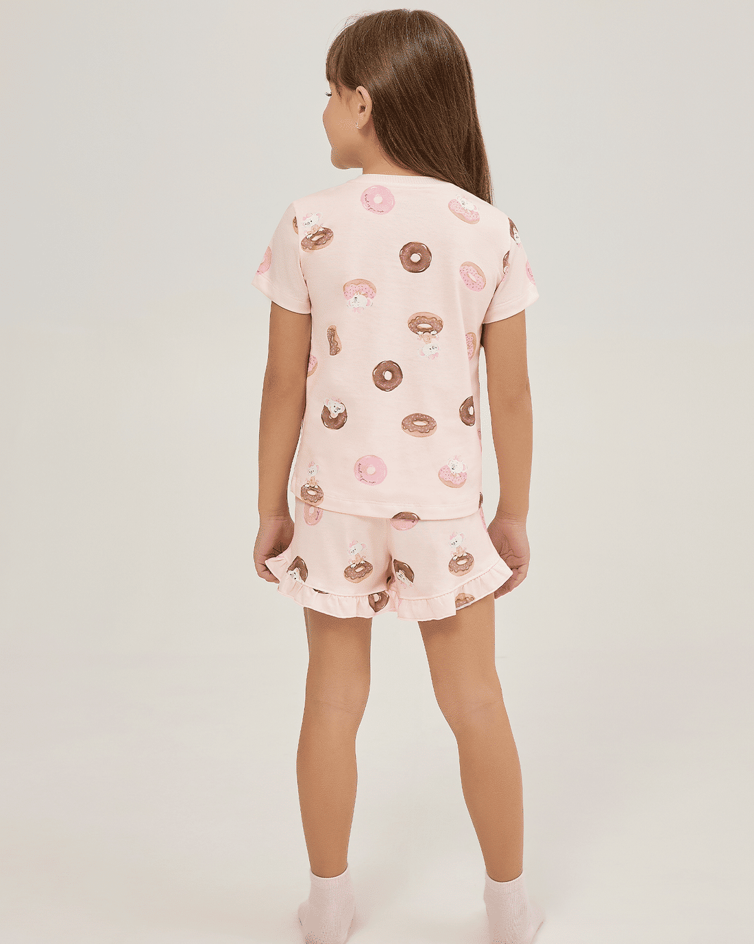 Pijama Feminino Infantil Manga Curta Com Short