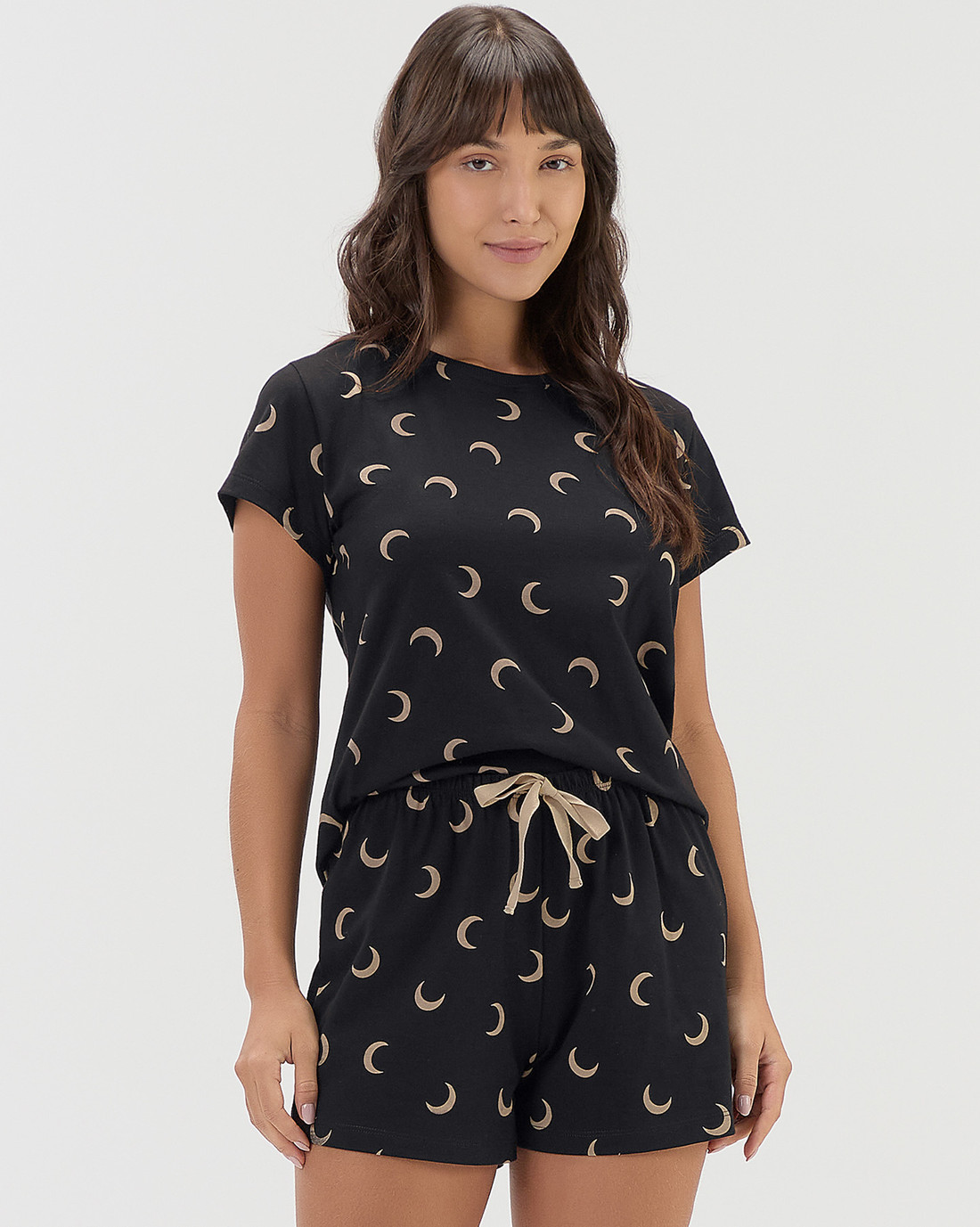 Pijama Feminino Manga Curta Com Shorts