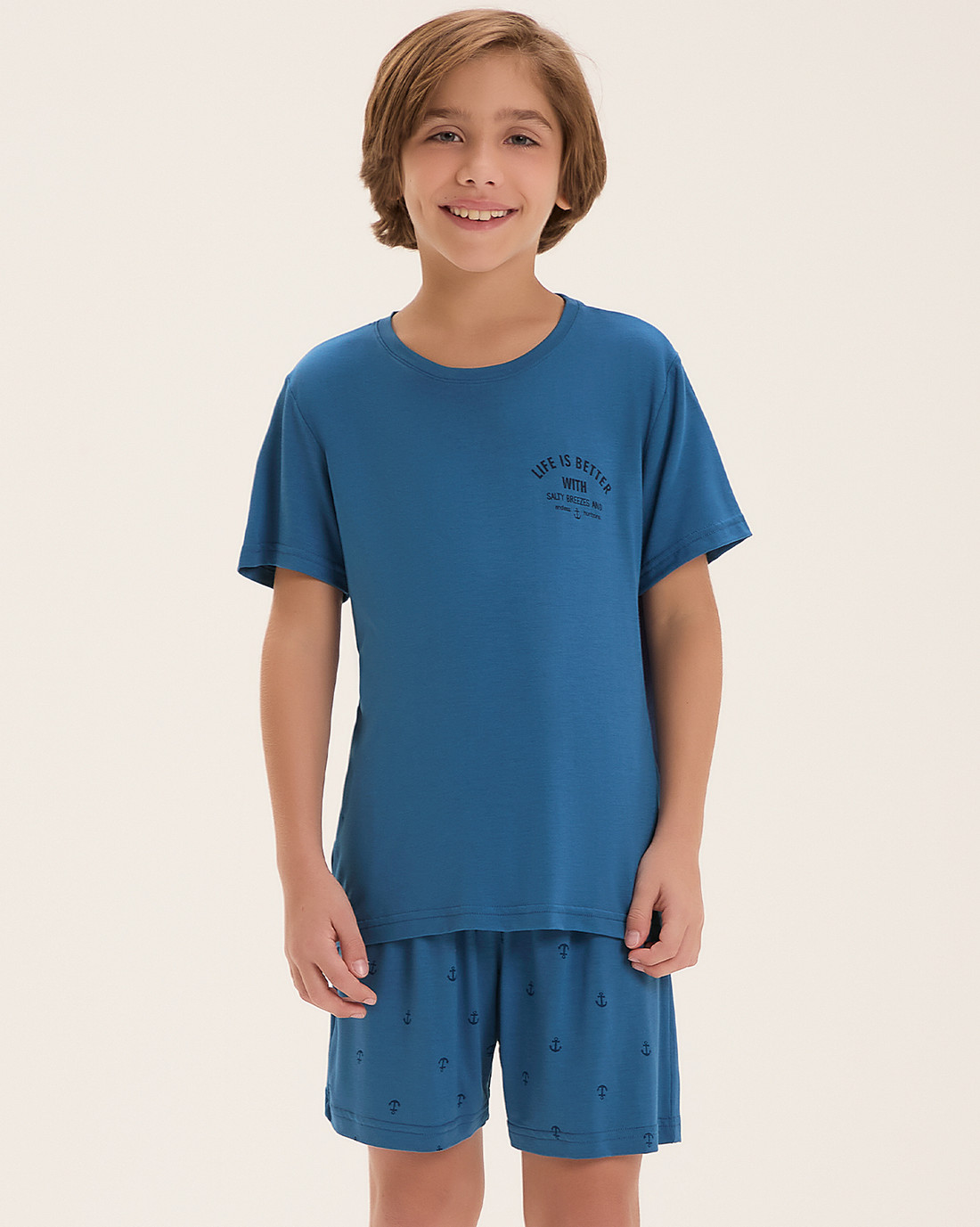 Pijama Masculino Infantil Manga Curta Com Bermuda Pijama Masculino Infantil Manga Curta Com Bermuda