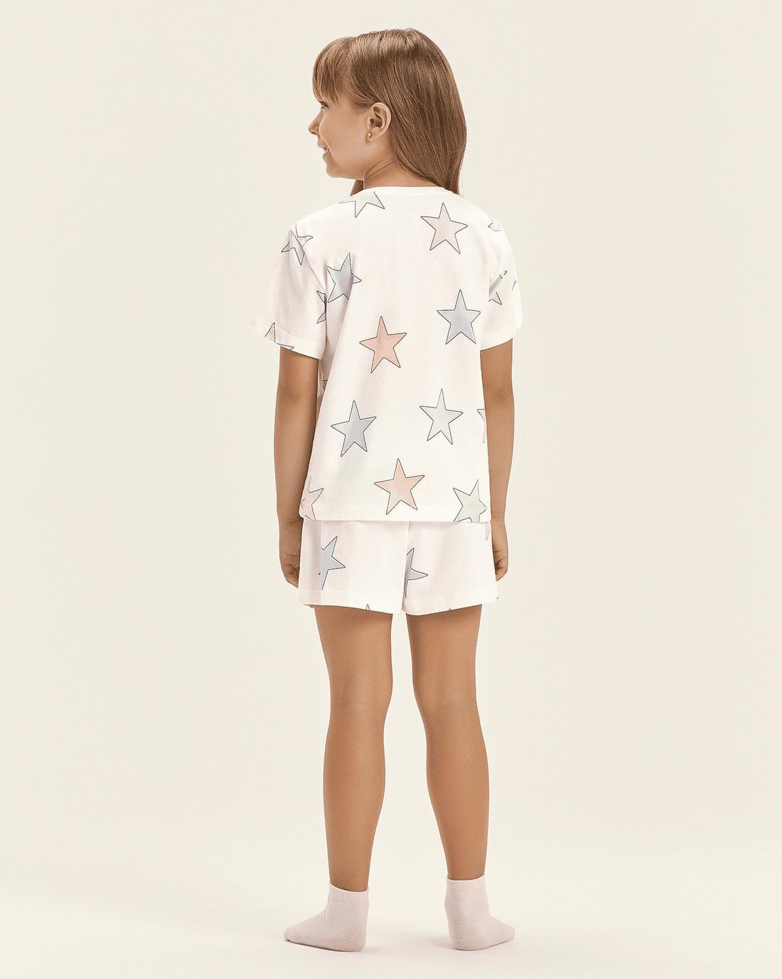 Pijama Feminino Infantil Manga Curta Com Shorts Pijama Feminino Infantil Manga Curta Com Shorts