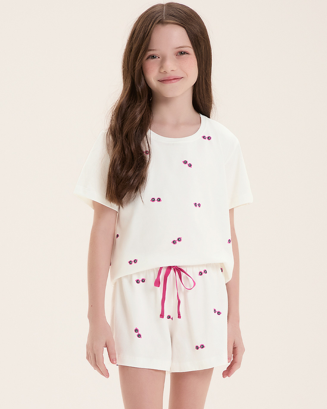 Pijama Infantil Feminino Manga Curta Com Shorts Pijama Infantil Feminino Manga Curta Com Shorts