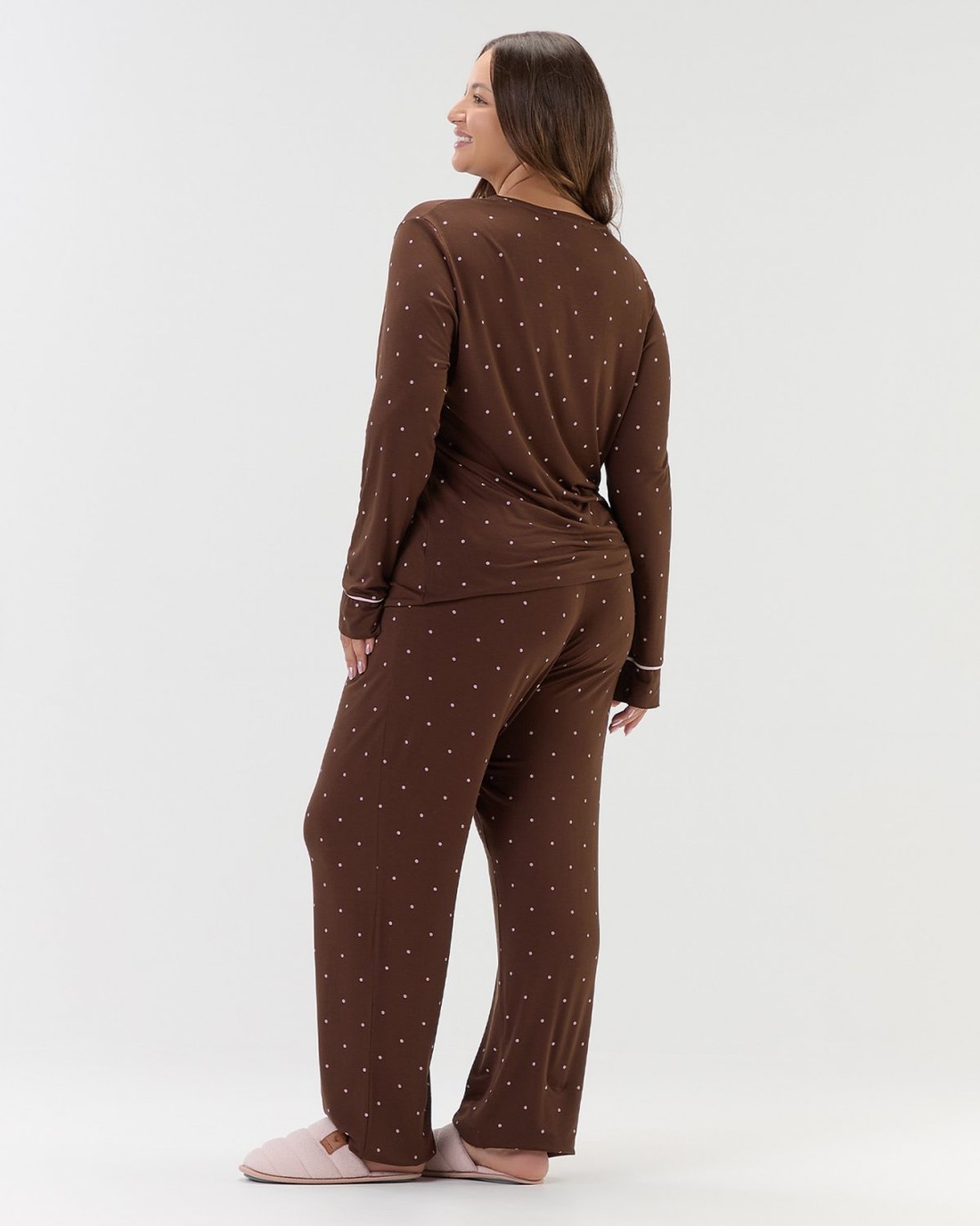 Pijama Feminino Manga Longa Com Calça Plus Size Pijama Feminino Manga Longa Com Calça Plus Size