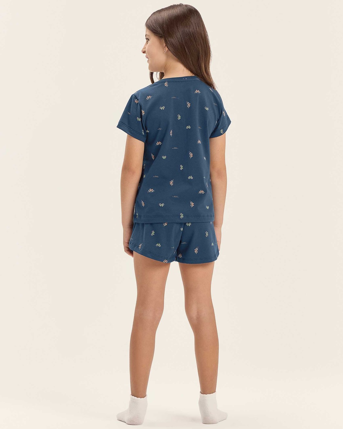 Pijama Feminino Infantil Manga Curta Com Shorts Pijama Feminino Infantil Manga Curta Com Shorts