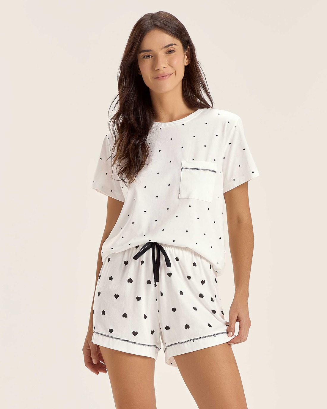 Pijama Feminino Manga Curta Com Shorts