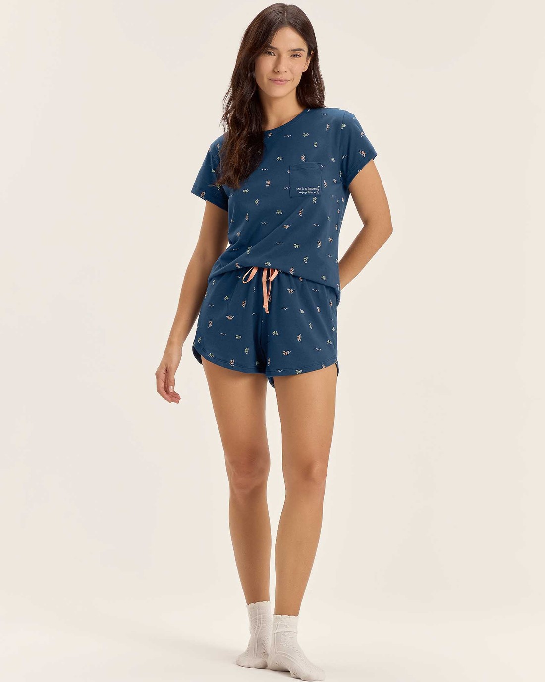Pijama Feminino Manga Curta Com Shorts Pijama Feminino Manga Curta Com Shorts