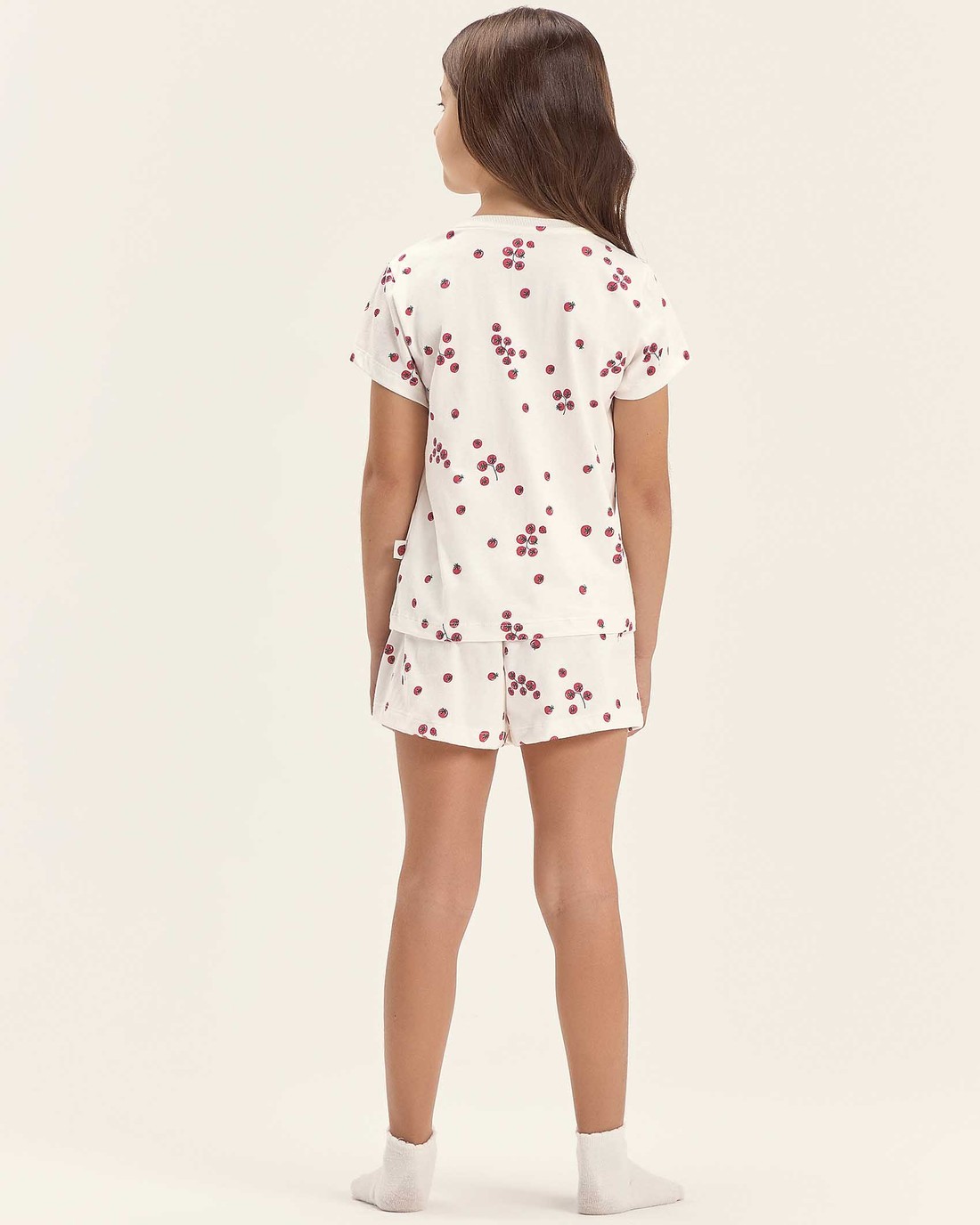 Pijama Feminino Infantil Manga Curta Com Shorts