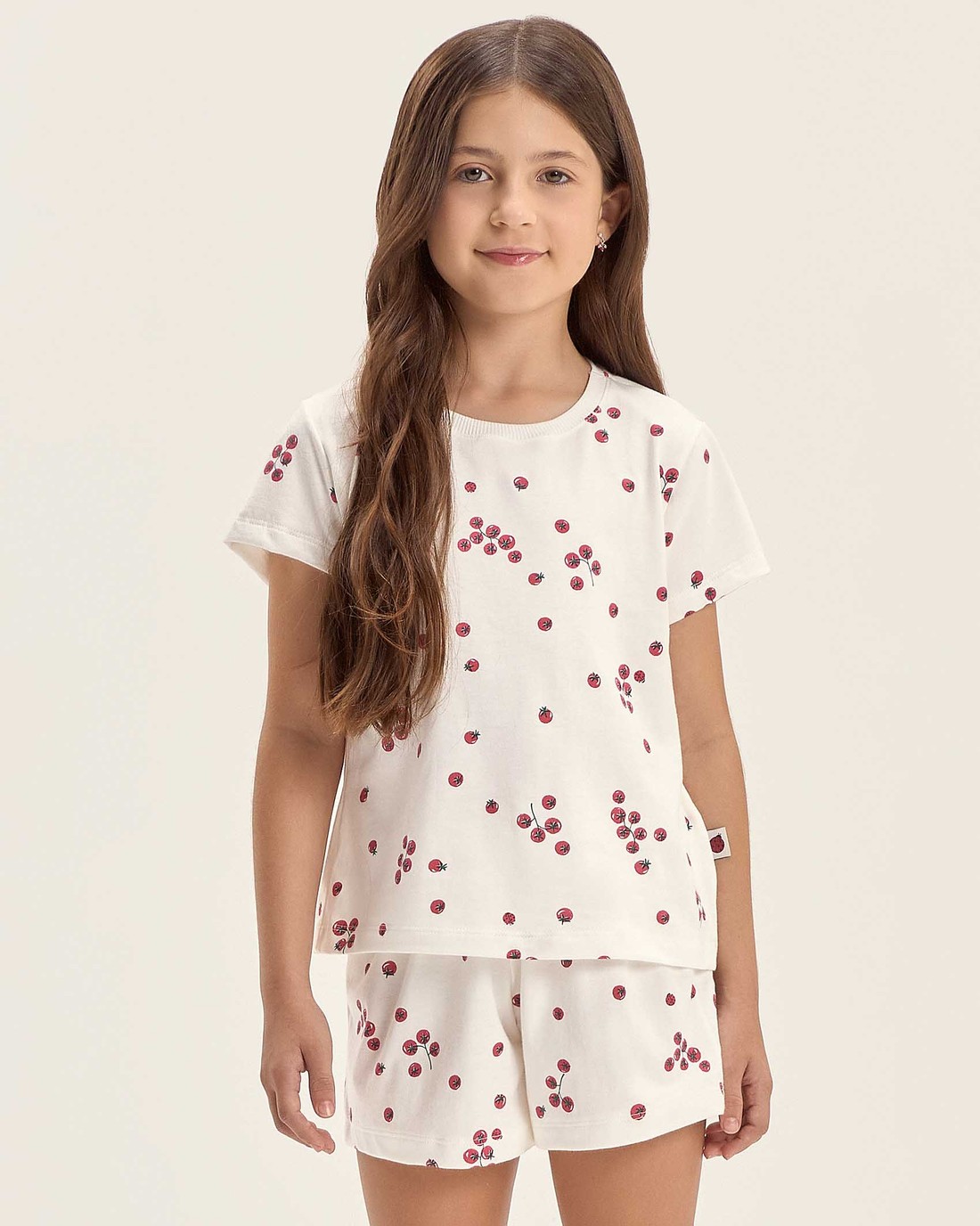 Pijama Feminino Infantil Manga Curta Com Shorts