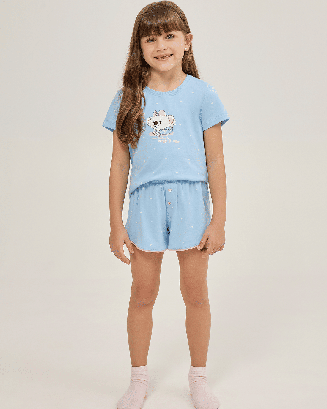 Pijama Feminino Infantil Manga Curta Com Short Pijama Feminino Infantil Manga Curta Com Short