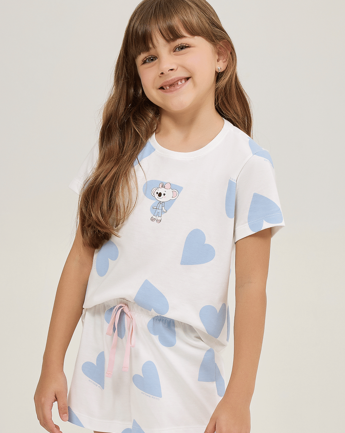 Pijama Feminino Infantil Manga Curta Com Short Pijama Feminino Infantil Manga Curta Com Short