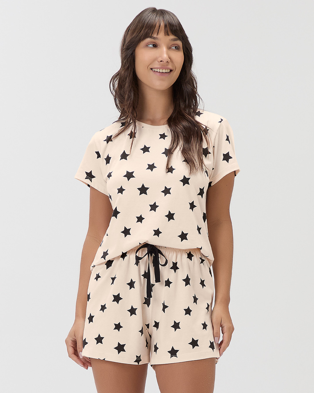 Pijama Feminino Manga Curta Com Shorts