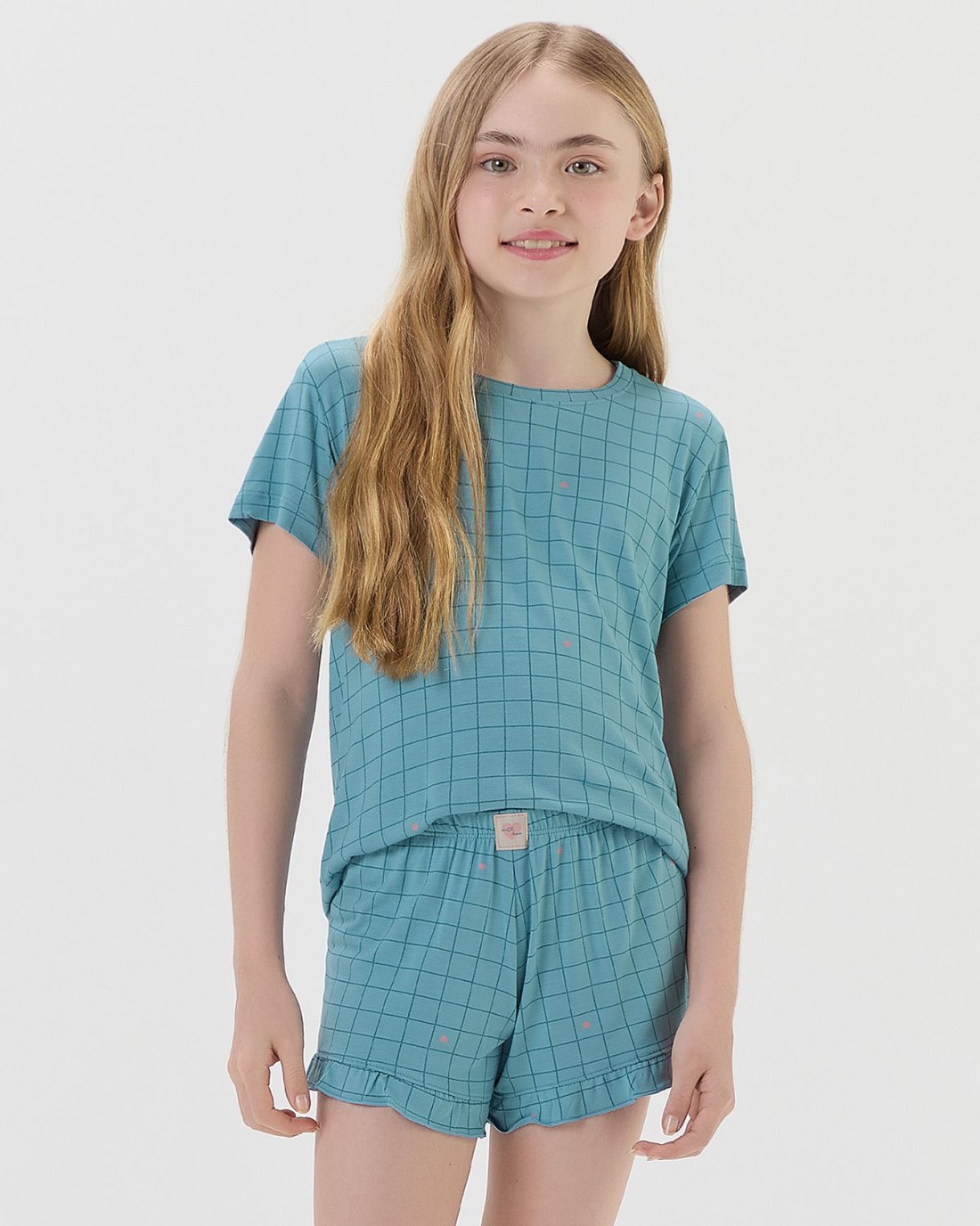 Pijama Feminino Infantil Manga Curta Com Shorts Pijama Feminino Infantil Manga Curta Com Shorts