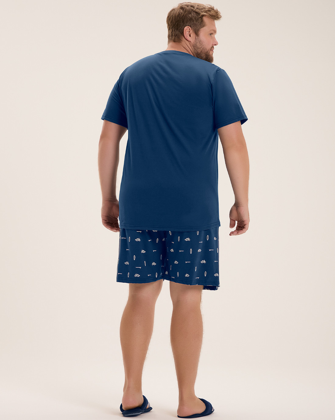 Pijama Masculino Manga Curta Com Bermuda Plus Size