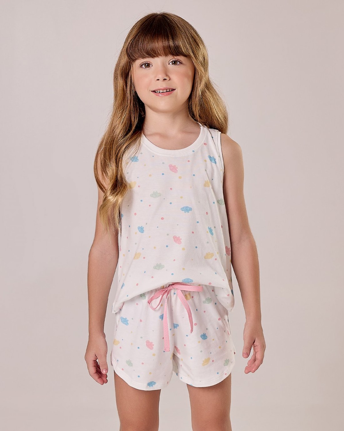 Pijama Feminino Infantil Regata Com Shorts
