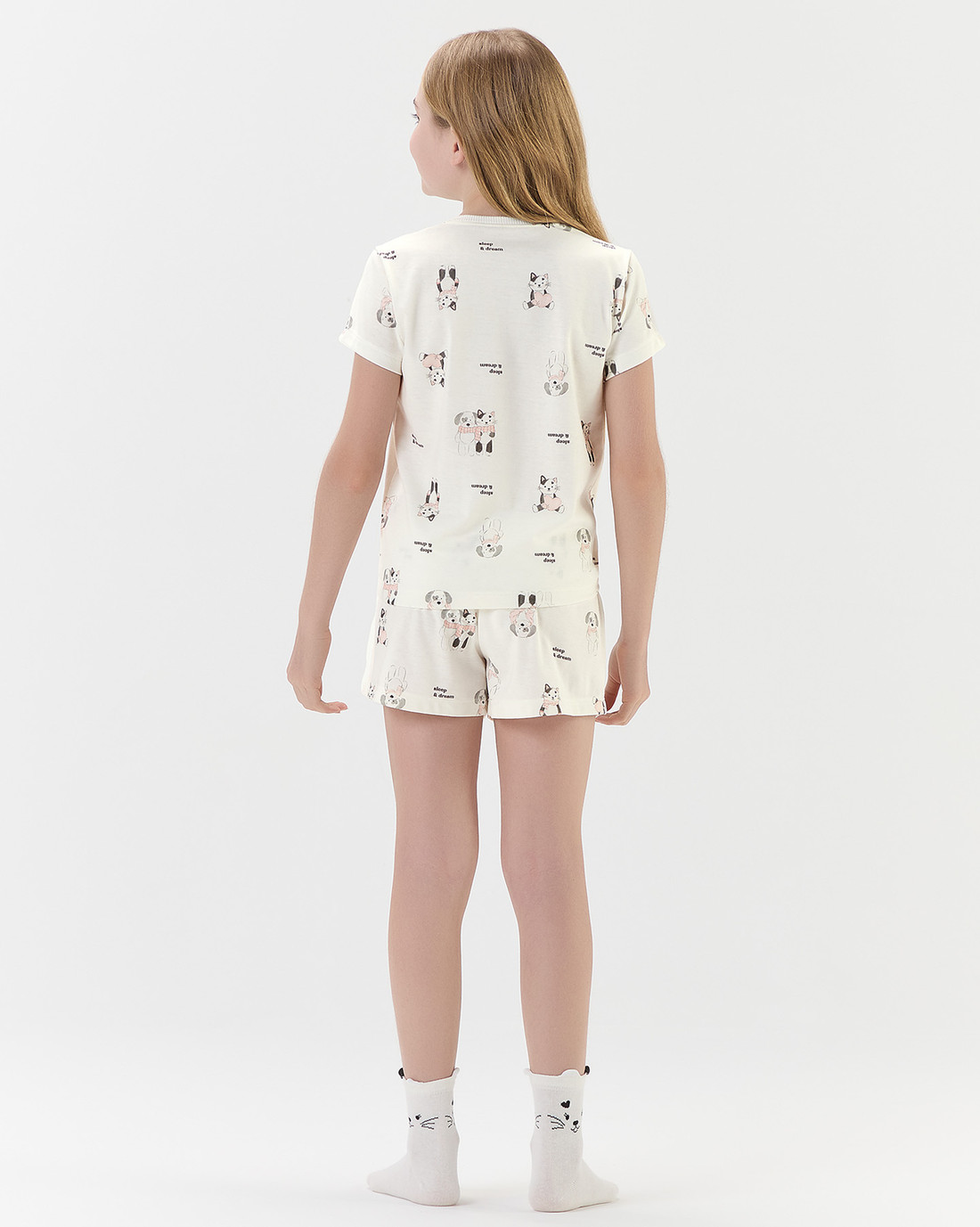 Pijama Feminino Infantil Manga Curta Com Shorts
