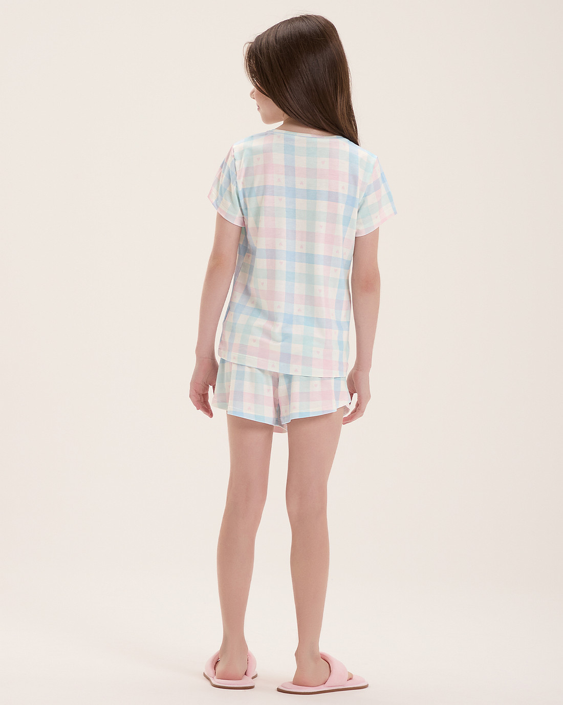 Pijama Infantil Feminino Manga Curta Com Shorts