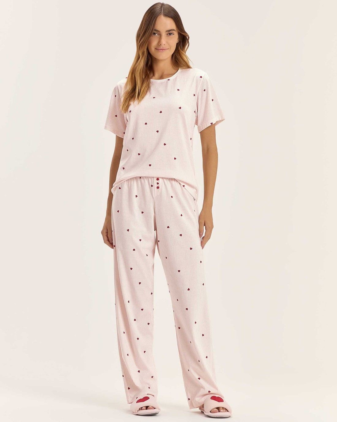 Pijama Feminino Manga Curta Com Calça Pijama Feminino Manga Curta Com Calça