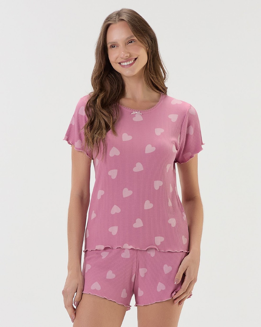 Pijama Feminino Manga Curta Com Shorts