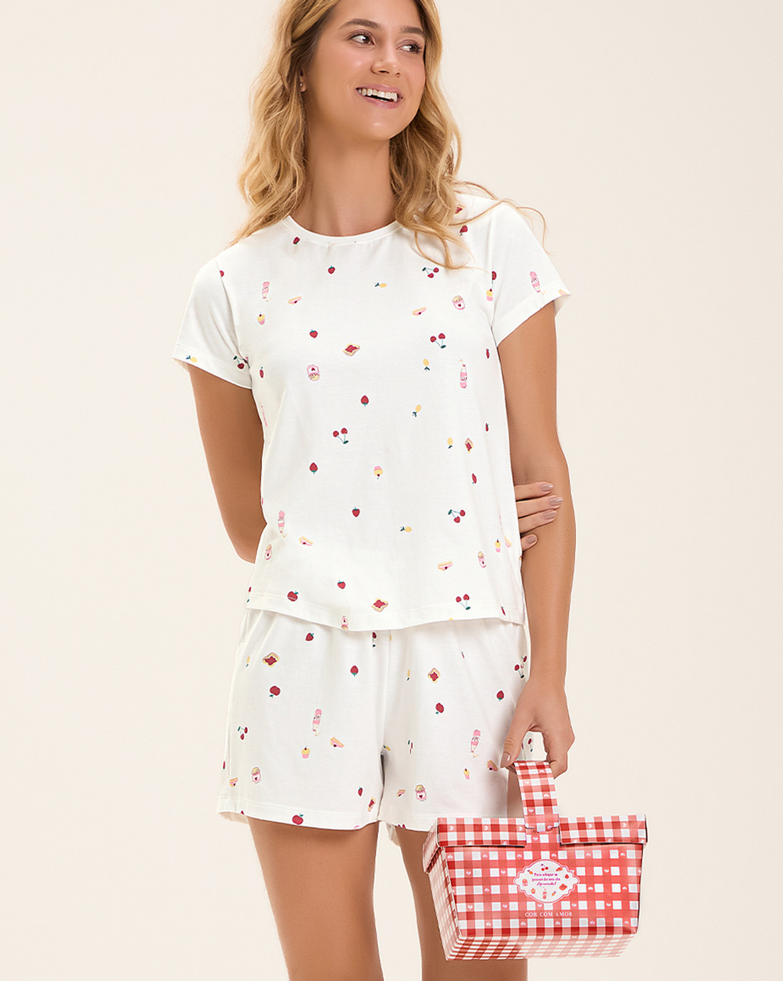 Pijama Feminino Manga Curta Com Shorts