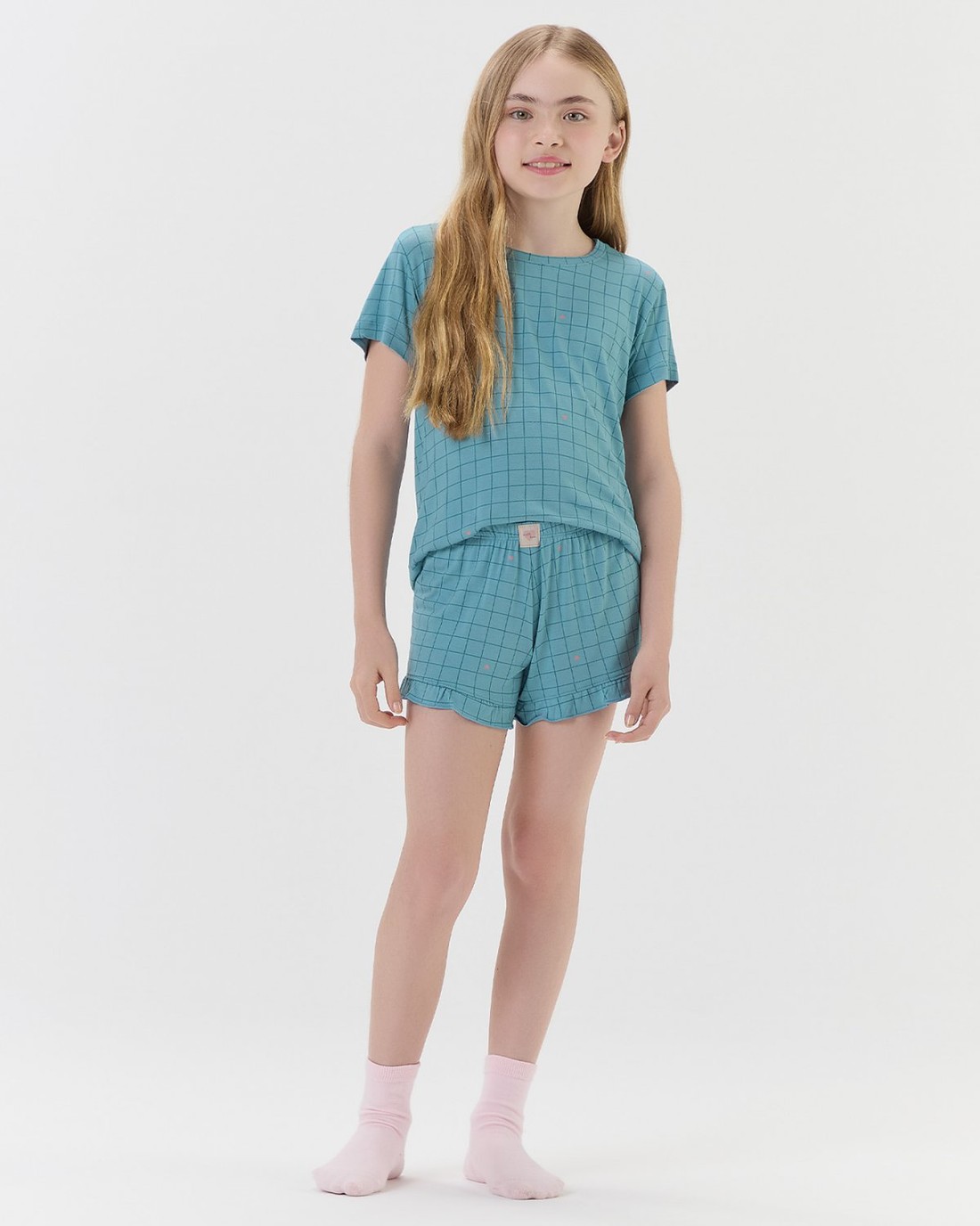 Pijama Feminino Infantil Manga Curta Com Shorts Pijama Feminino Infantil Manga Curta Com Shorts