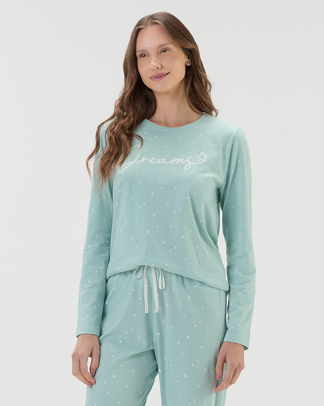 Pijama Feminino Manga Longa Com Calça