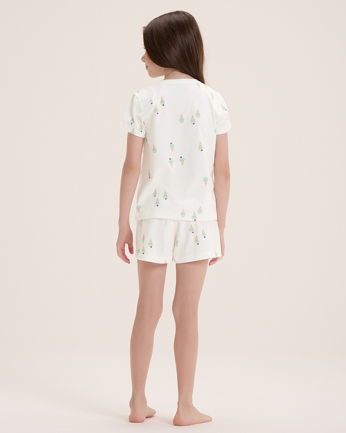Pijama Infantil Feminino Manga Curta Com Shorts