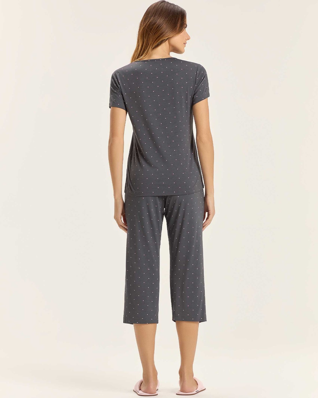 Pijama Feminino Manga Curta Com Calça Capri Pijama Feminino Manga Curta Com Calça Capri