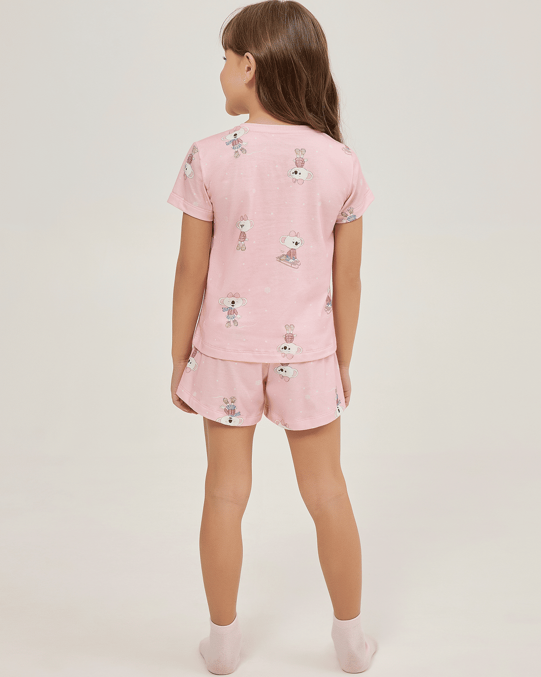 Pijama Feminino Infantil Manga Curta Com Short