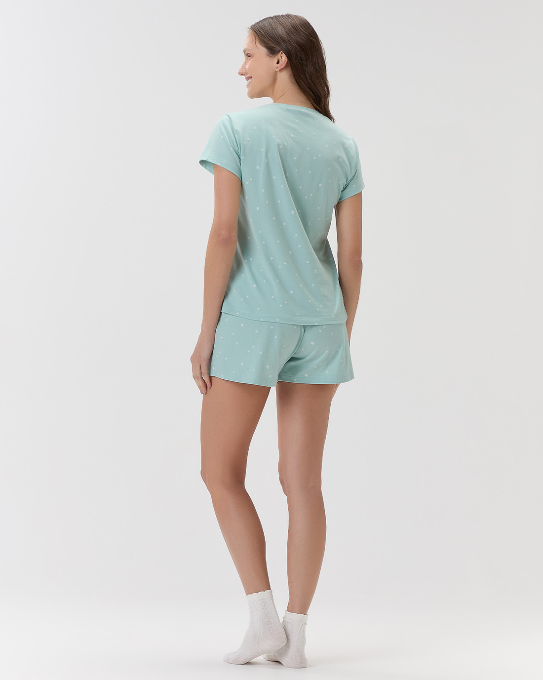 Pijama Feminino Manga Curta Com Shorts