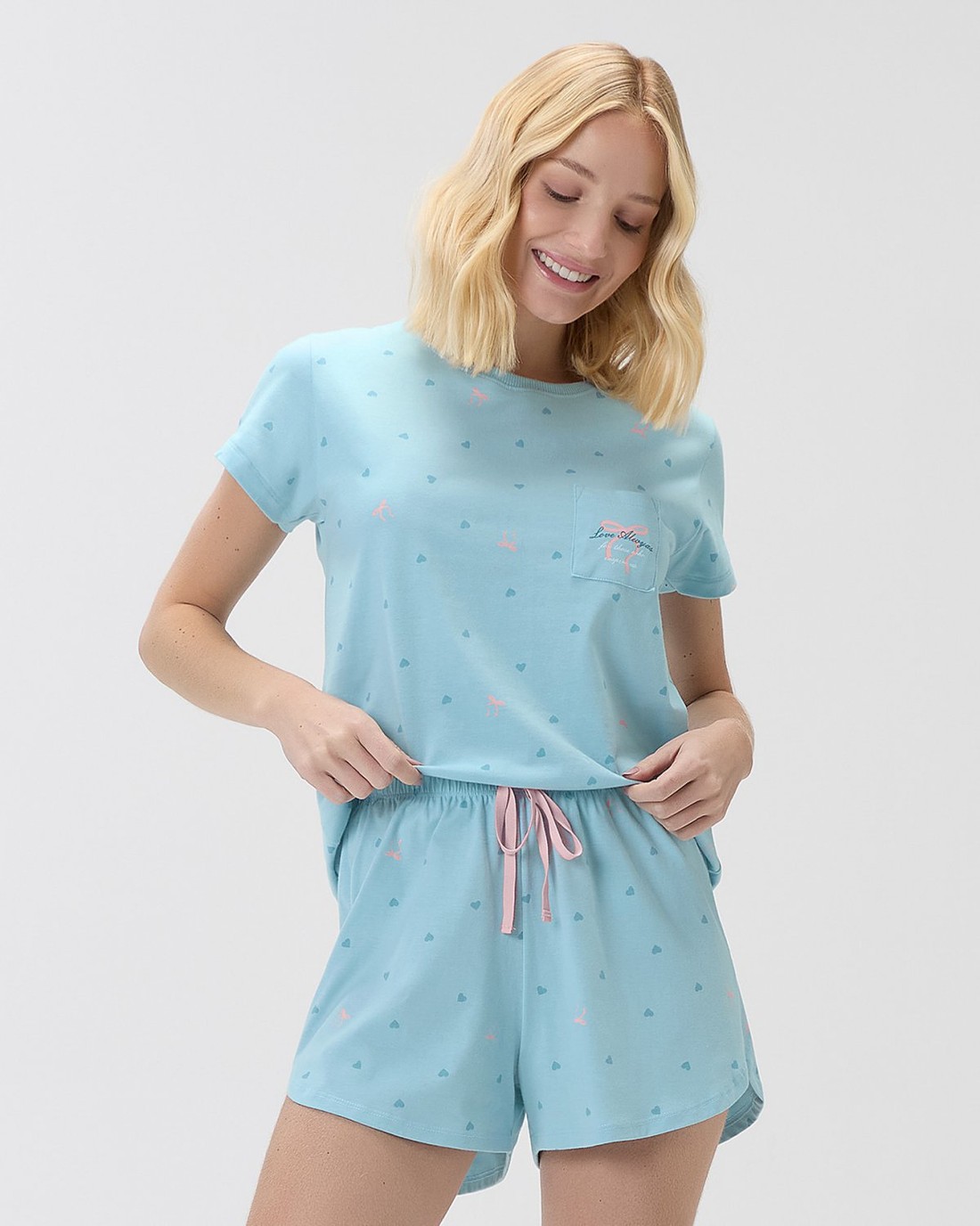 Pijama Feminino Manga Curta Com Shorts