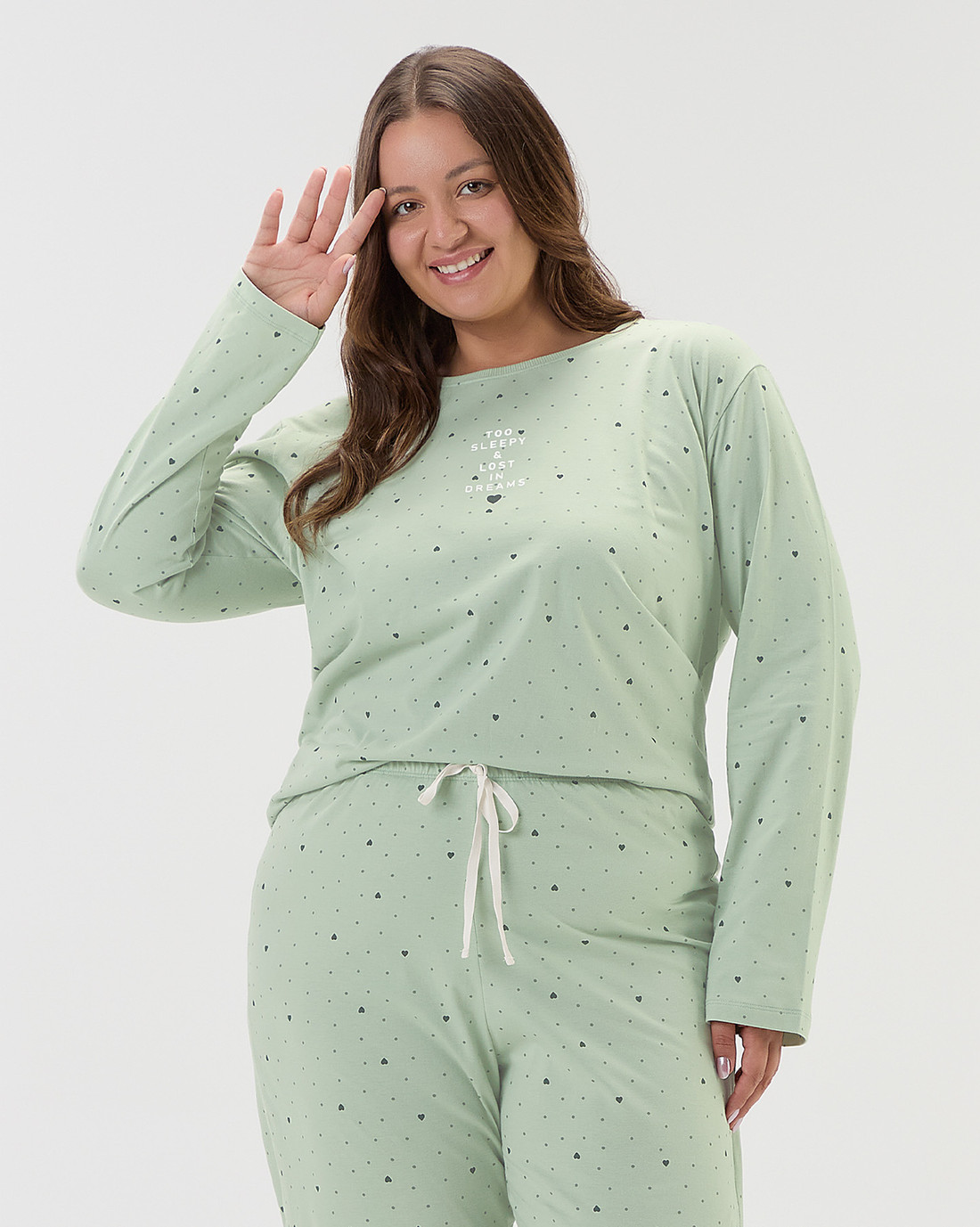 Pijama Feminino Manga Longa Com Calça Plus Size