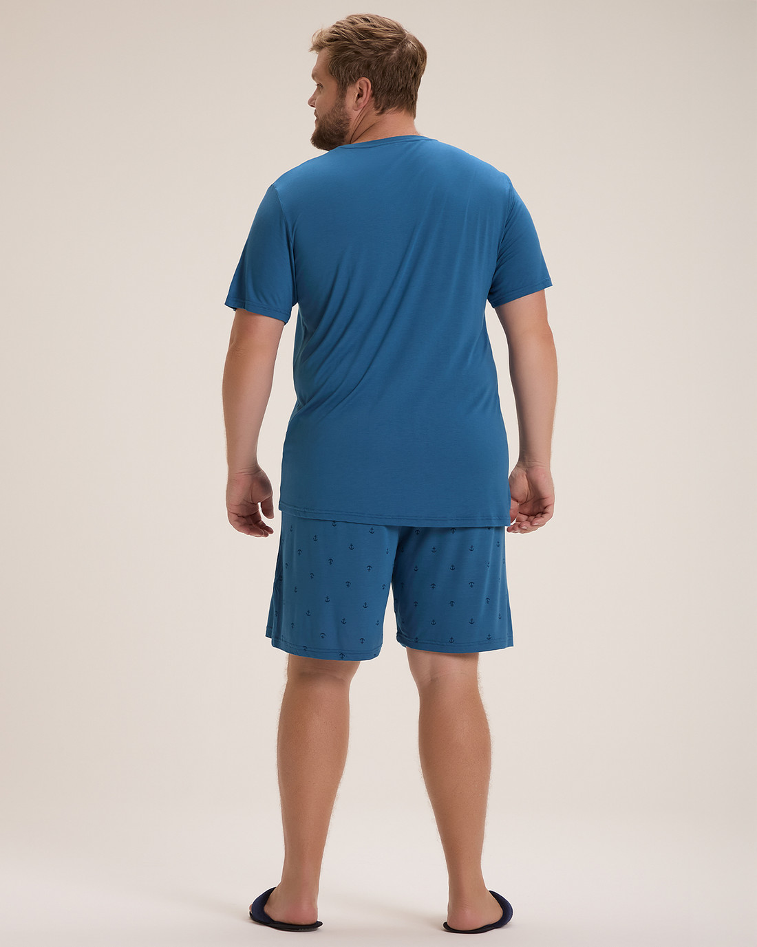 Pijama Masculino Manga Curta Com Bermuda Plus Size