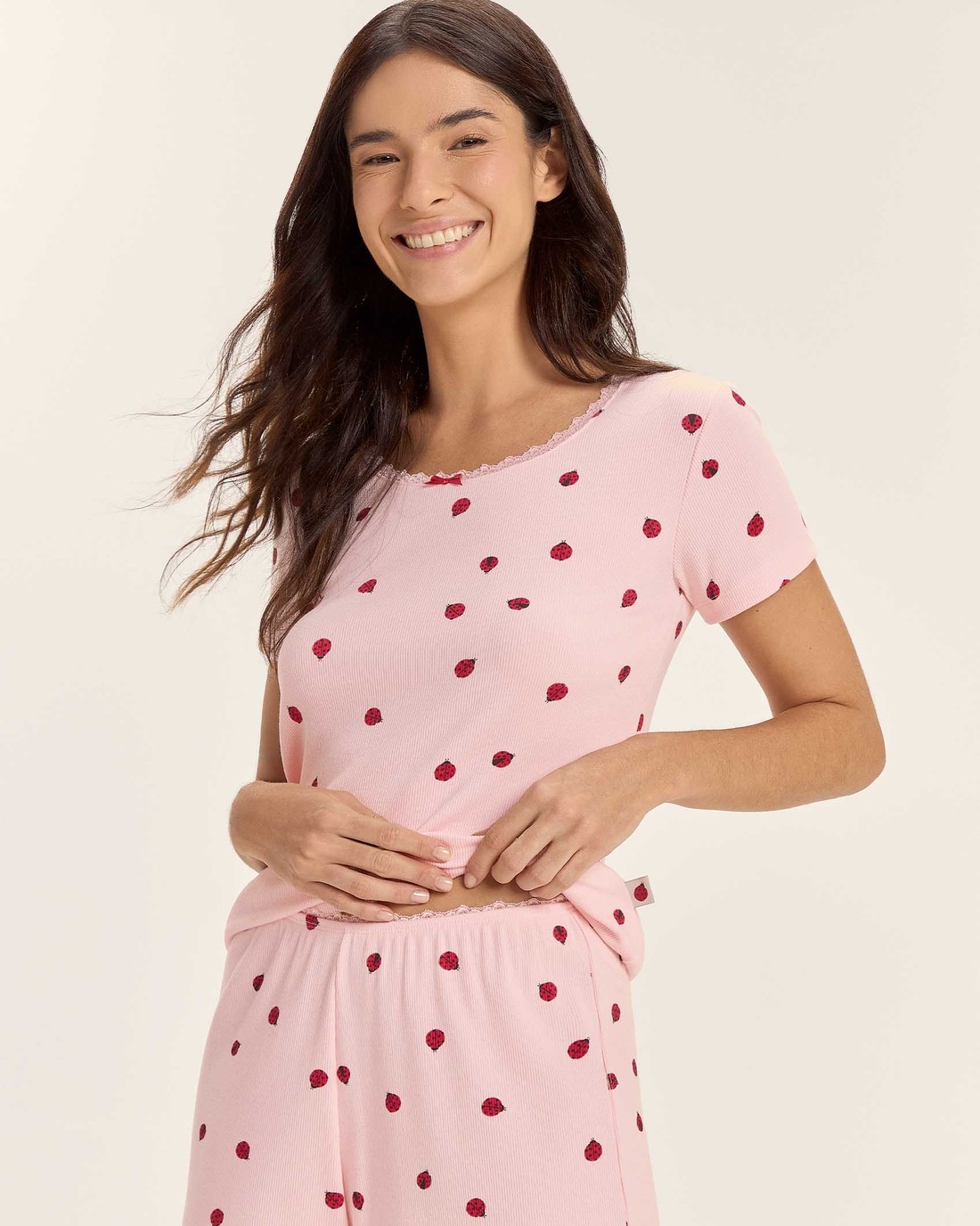 Pijama Feminino Manga Curta Com Shorts