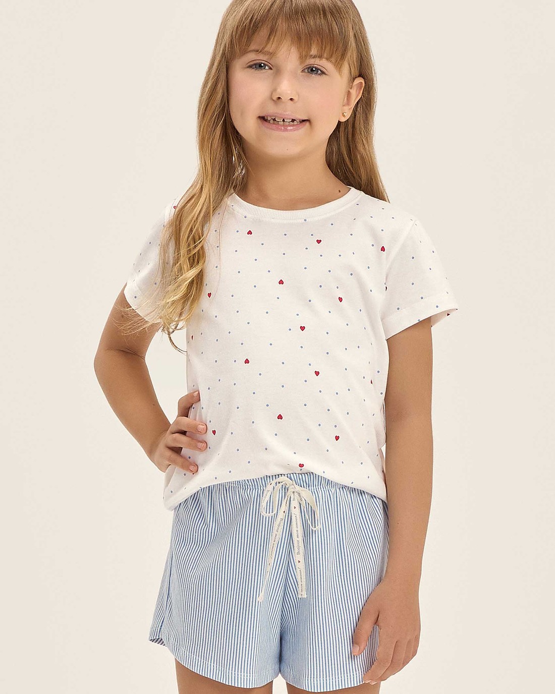Pijama Feminino Infantil Manga Curta Com Shorts Pijama Feminino Infantil Manga Curta Com Shorts