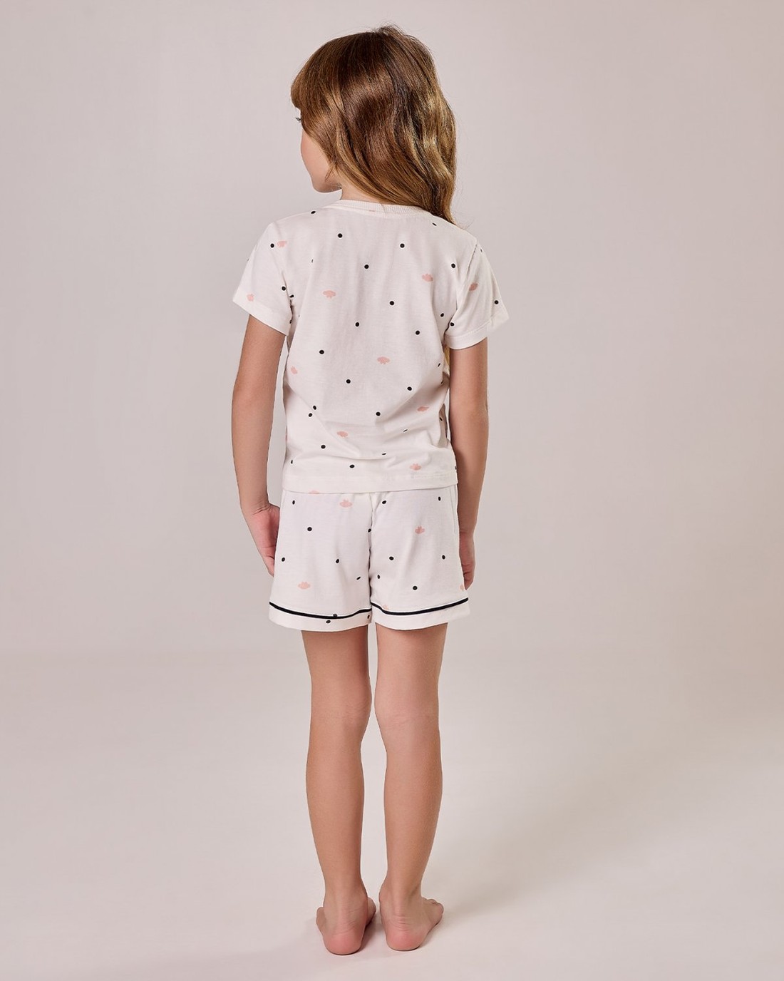 Pijama Feminino Infantil Manga Curta Com Shorts Pijama Feminino Infantil Manga Curta Com Shorts