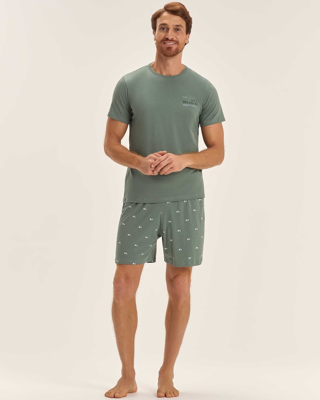 Pijama Masculino Manga Curta Com Bermuda Pijama Masculino Manga Curta Com Bermuda
