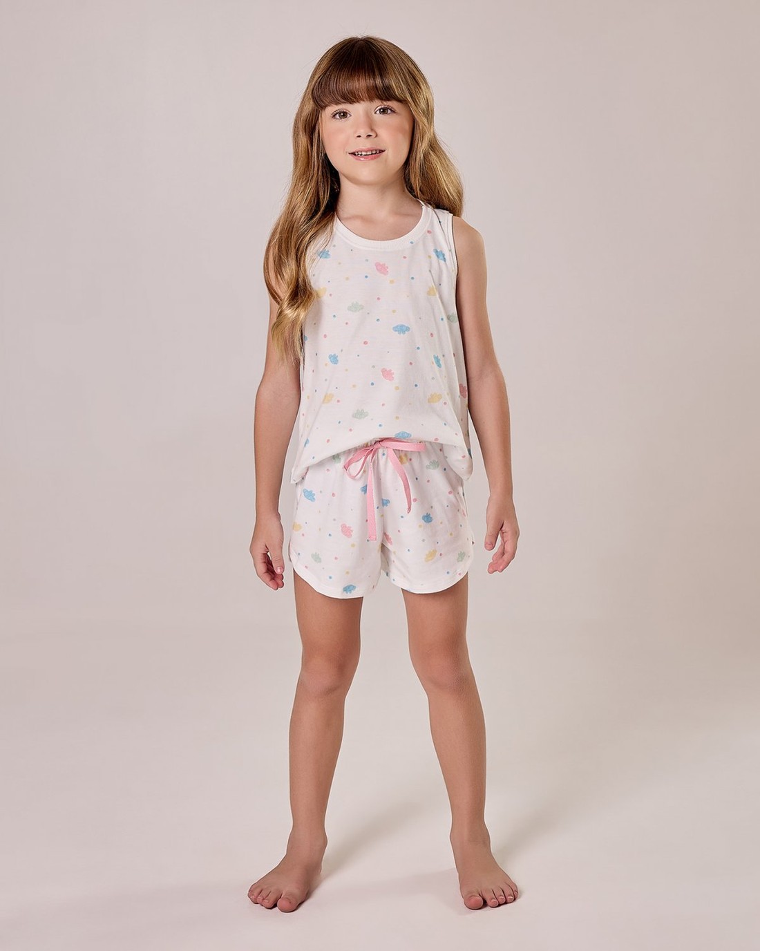 Pijama Feminino Infantil Regata Com Shorts