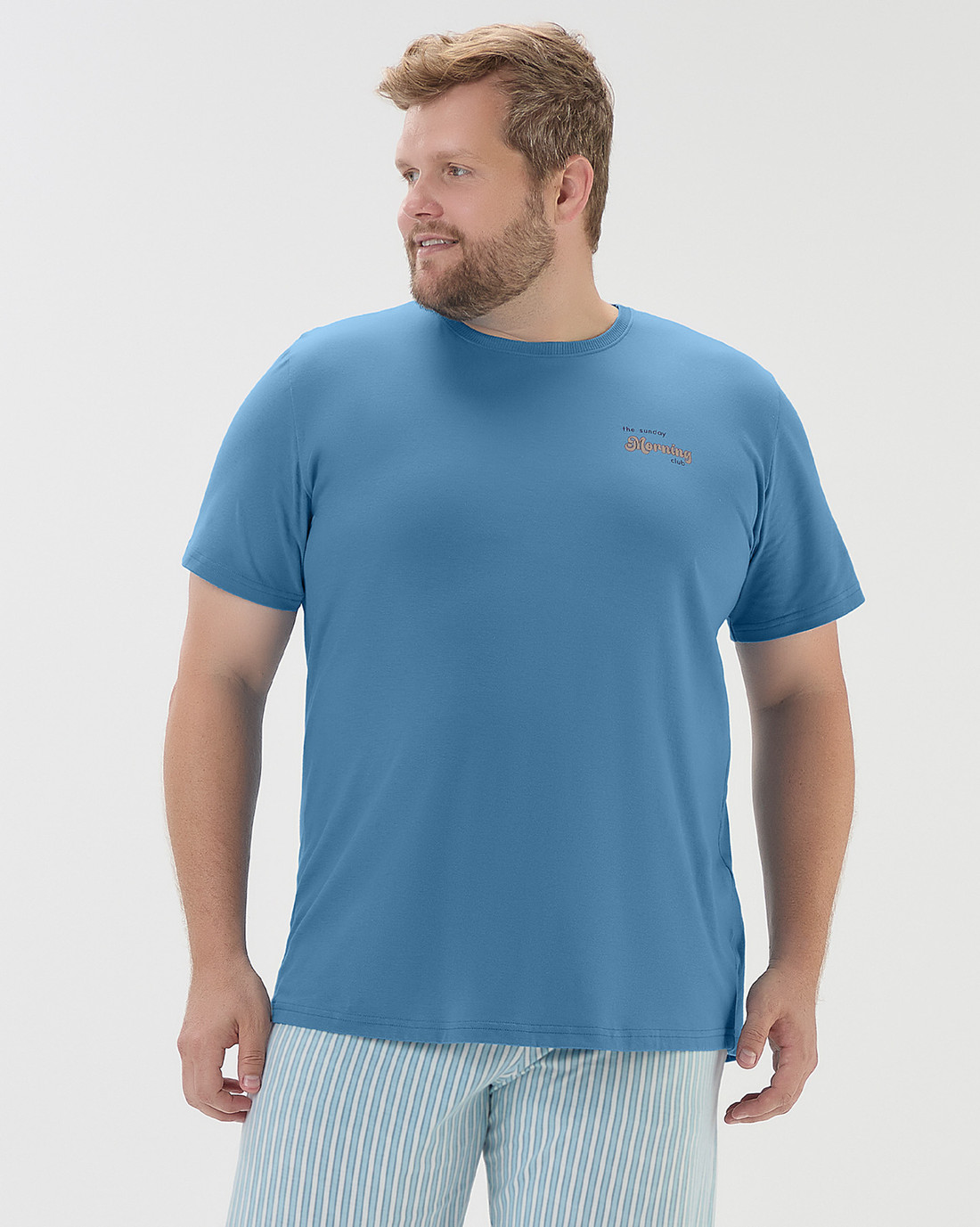 Pijama Masculino Manga Curta com Calça Plus Size