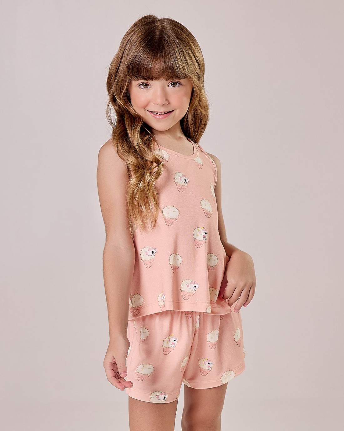 Pijama Infantil Feminino Regata Com Shorts