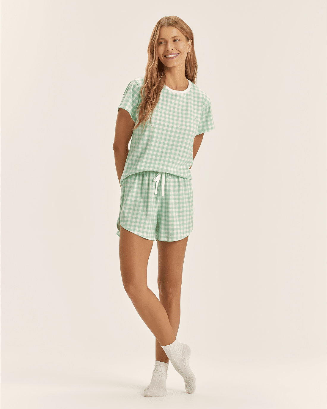 Pijama Feminino Manga Curta Com Shorts