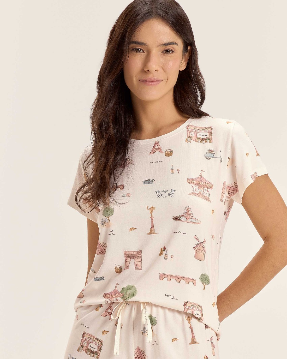 Pijama Feminino Manga Curta Com Shorts Pijama Feminino Manga Curta Com Shorts
