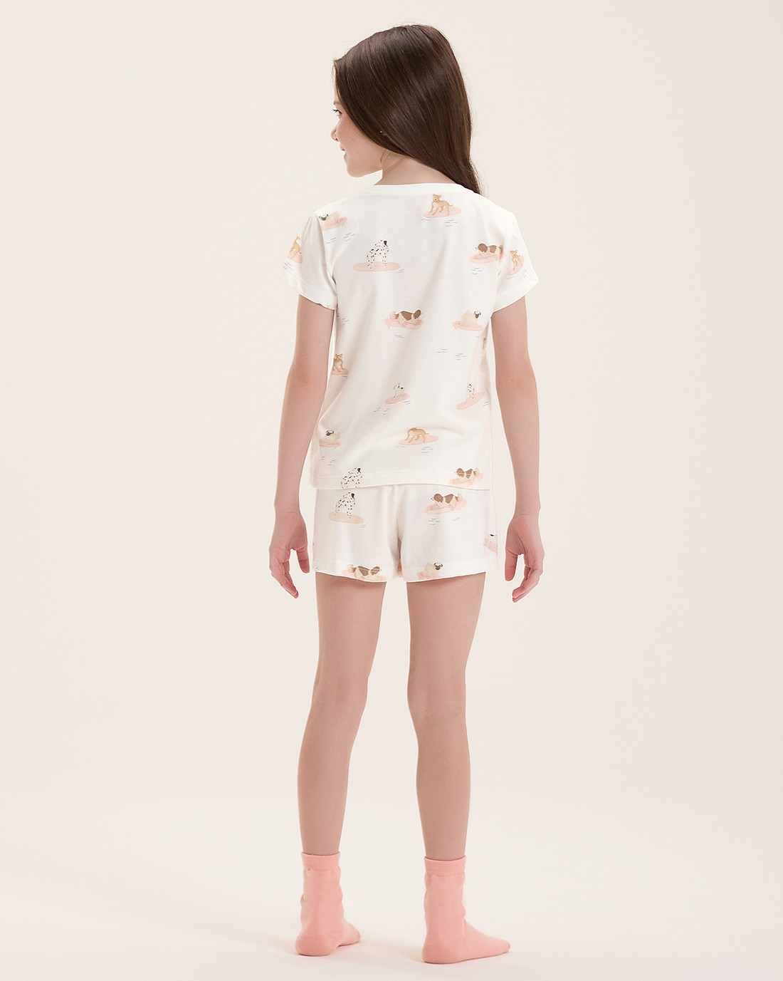 Pijama Infantil Feminino Manga Curta Com Shorts
