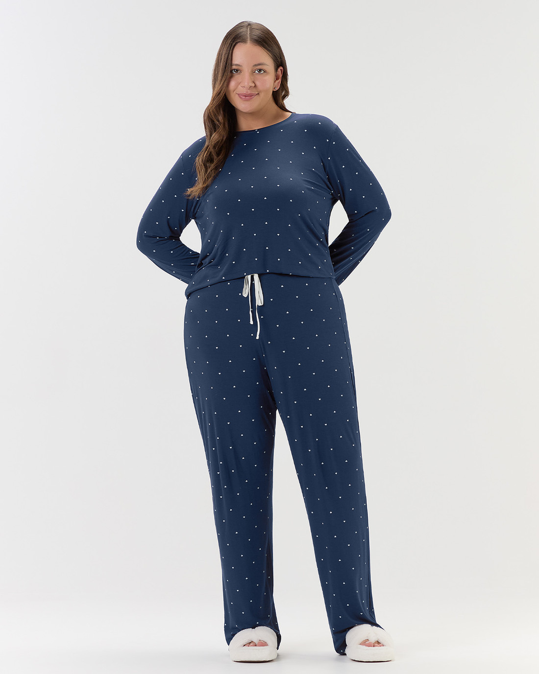 Pijama Feminino Manga Longa Com Calça Plus Size Pijama Feminino Manga Longa Com Calça Plus Size