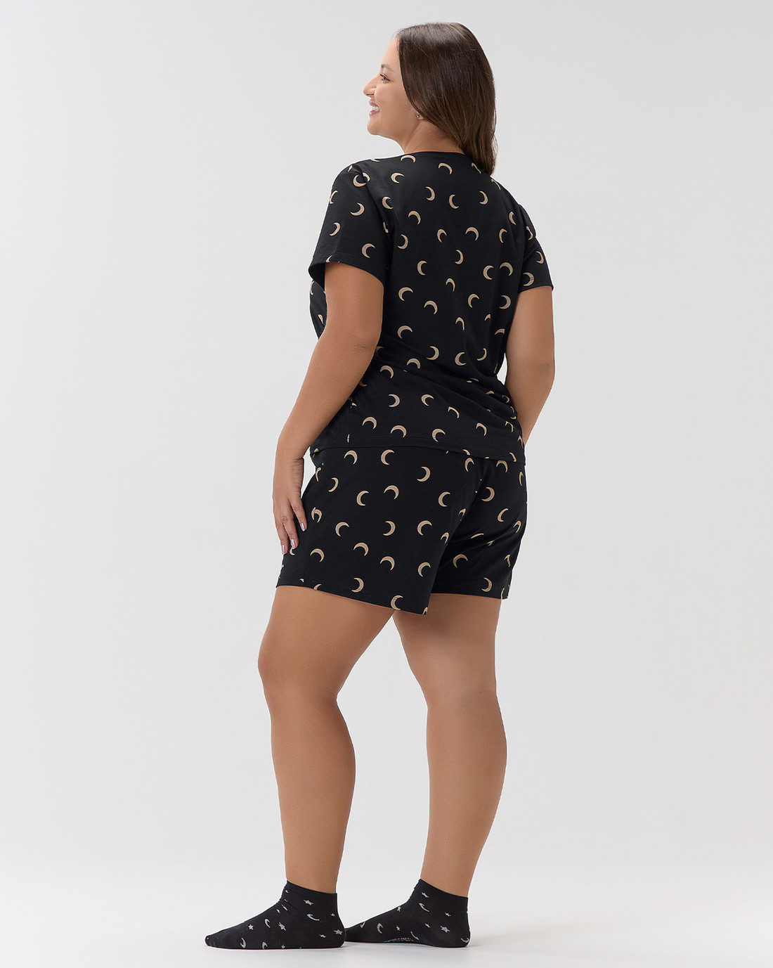 Pijama Feminino Manga Curta Com Shorts Plus Size Pijama Feminino Manga Curta Com Shorts Plus Size