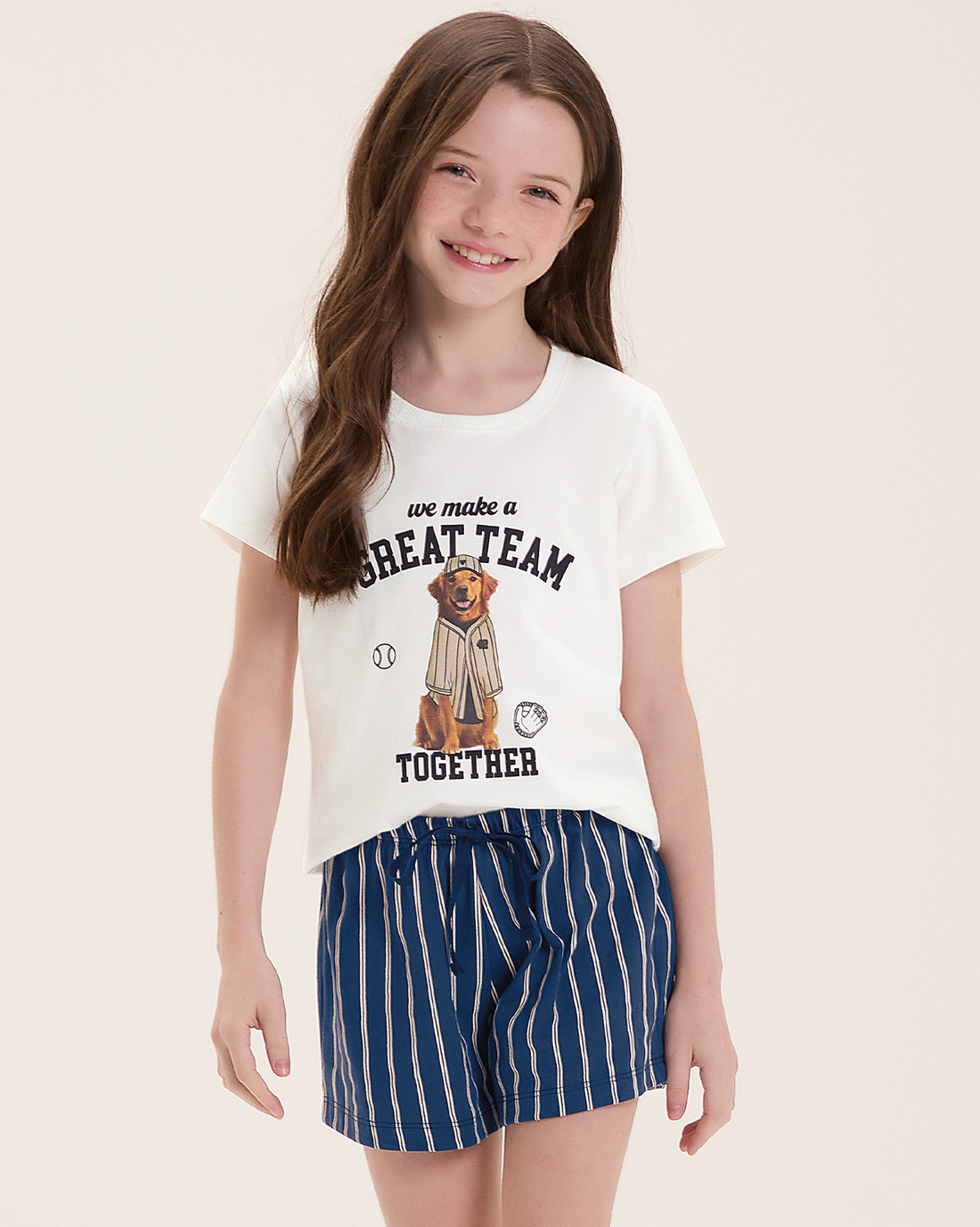 Pijama Infantil Feminino Manga Curta Com Shorts Pijama Infantil Feminino Manga Curta Com Shorts