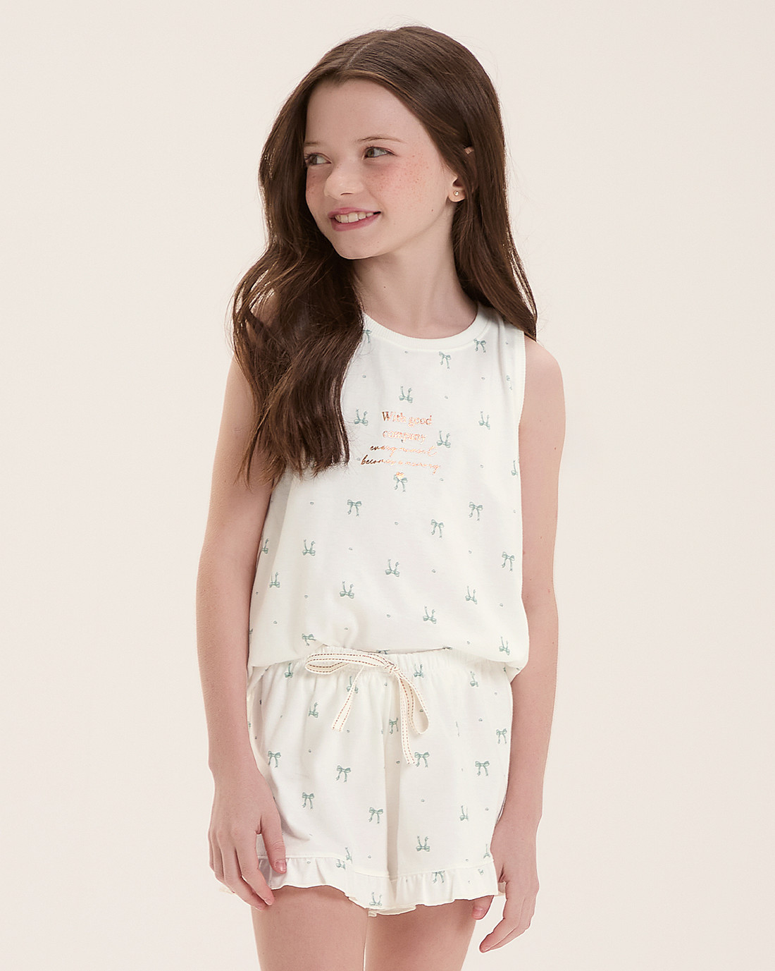 Pijama Feminino Infantil Regata Com Shorts Pijama Feminino Infantil Regata Com Shorts